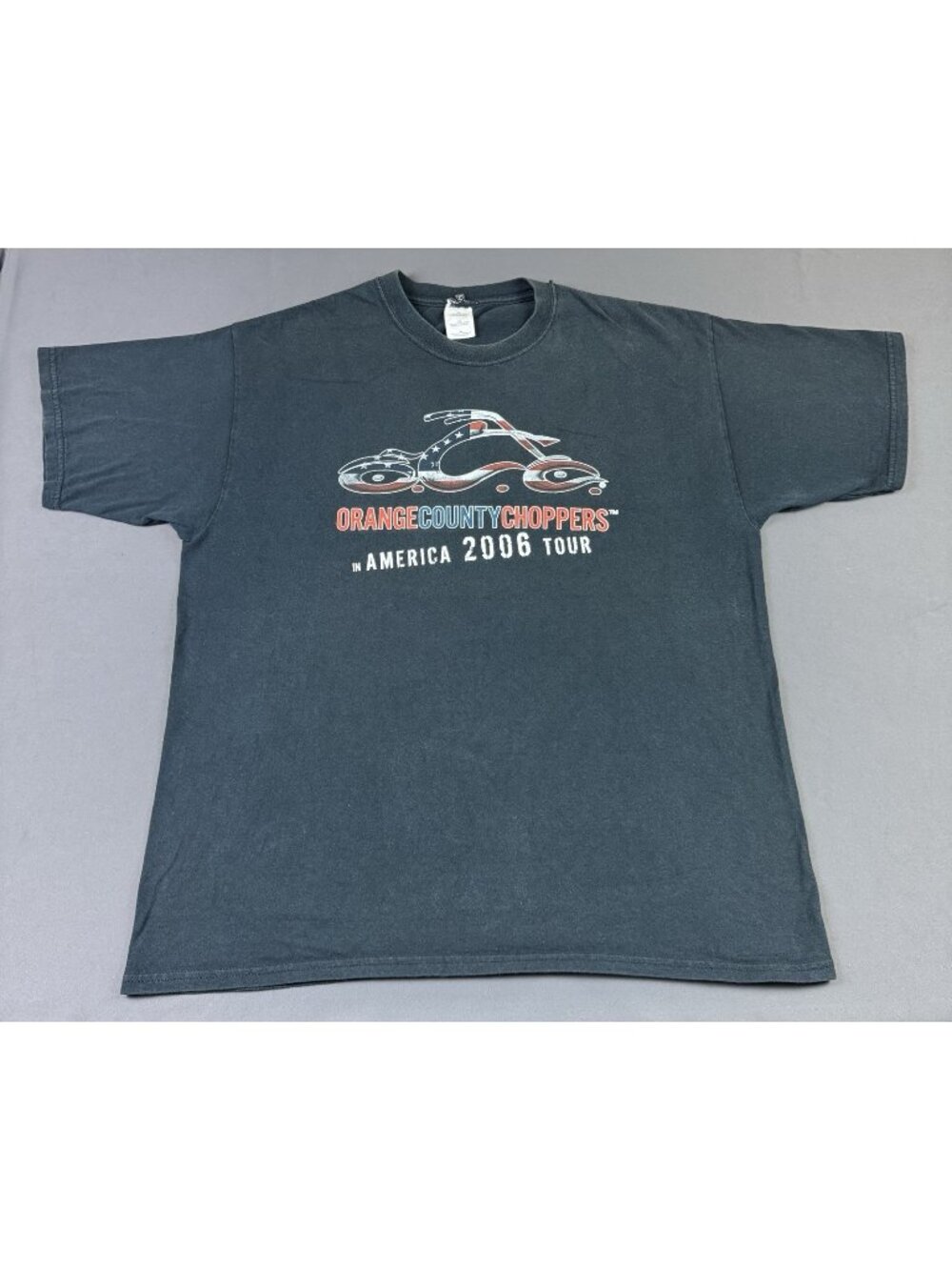 Rare Vintage Y2K Orange County Choppers America 2006 Tour Bikers Sun Fade XL Tee